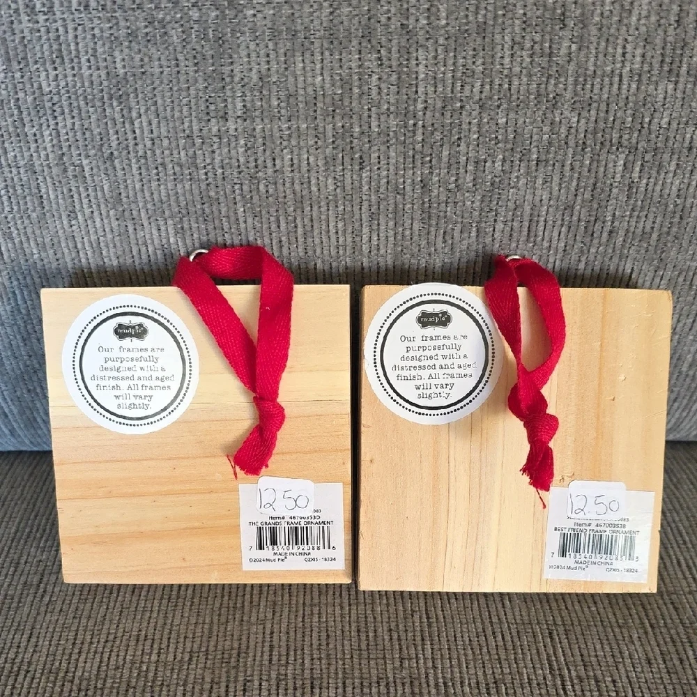 Red Plaid Best Friend Photo Frame Ornament Set, New, 4×4 Inch By Mudpie